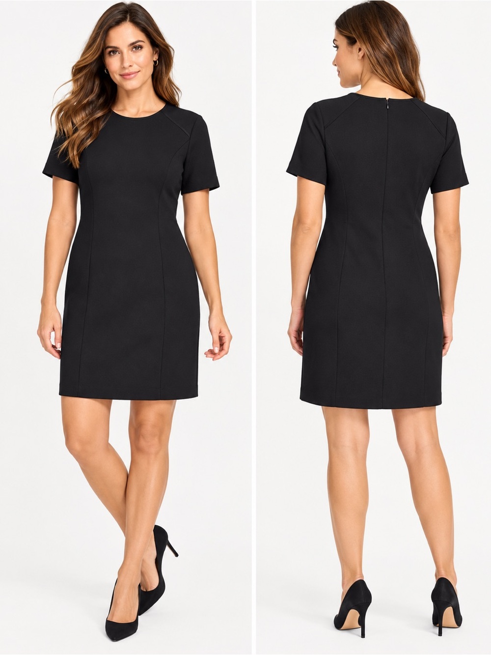 LOFT Black Short Sleeve Ponte Shift Dress Size 4